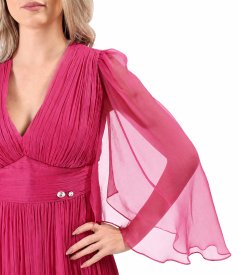Short evening dress made of natural silk veil