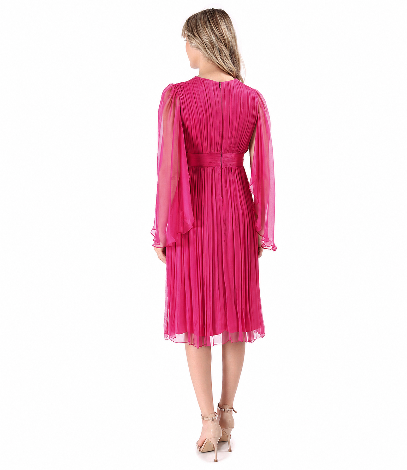 Short evening dress made of natural silk veil