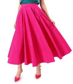 Fusta lunga clos din tafta subtire cu elastic decorativ pe spate