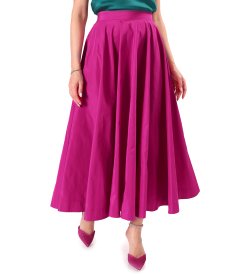 Long flared skirt in lightweight taffeta with decorative elastic at the back