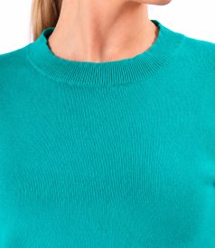 Fine-knit cotton blouse with short sleeves