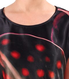 Relaxed-fit satin viscose blouse with oversized floral print