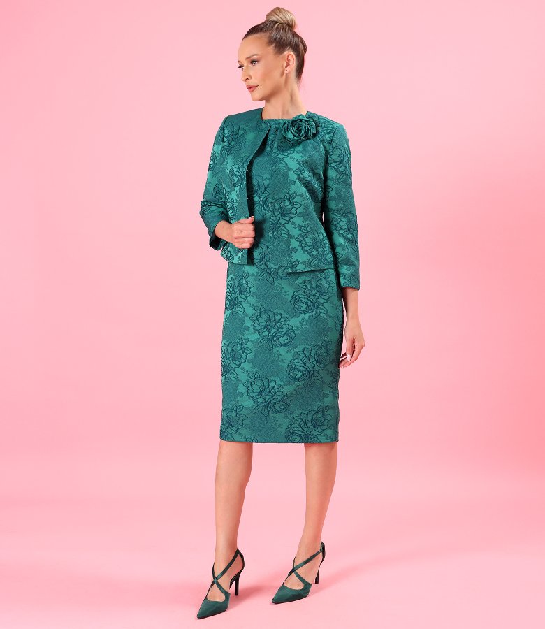 Elegant floral jacquard stretch jacket