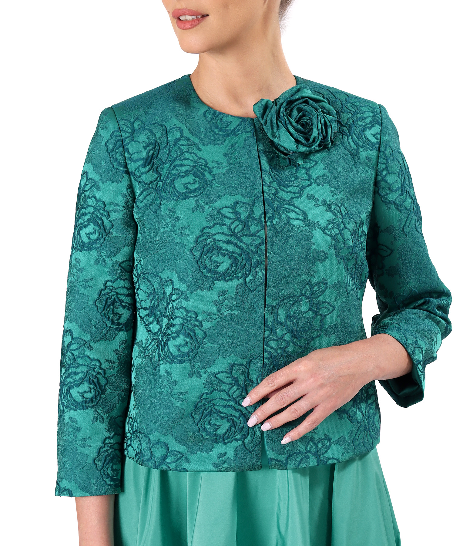 Elegant floral jacquard stretch jacket