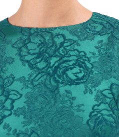 Elegant floral jacquard dress