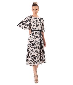 Rochie midi din viscoza imprimata cu motive geometrice