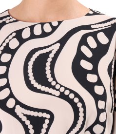 Midi dress in viscose with geometric print
