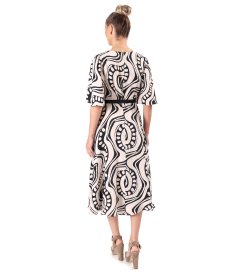 Midi dress in viscose with geometric print