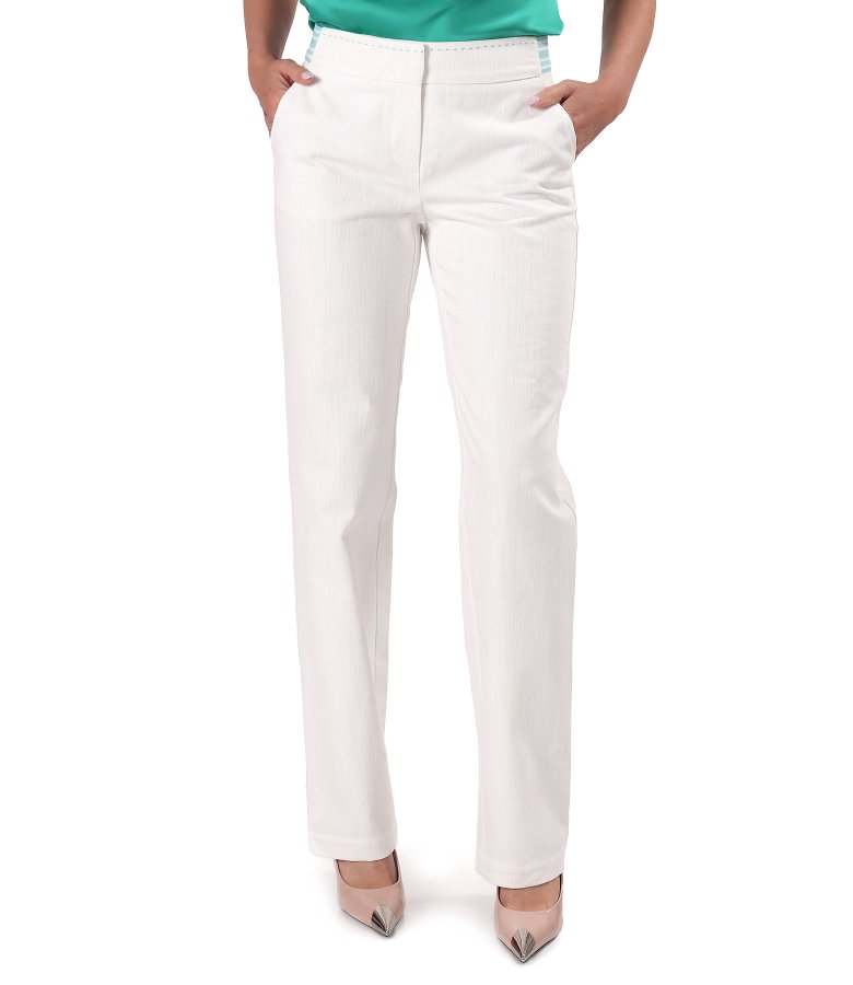 Straight-leg cotton denim-style trousers in off-white