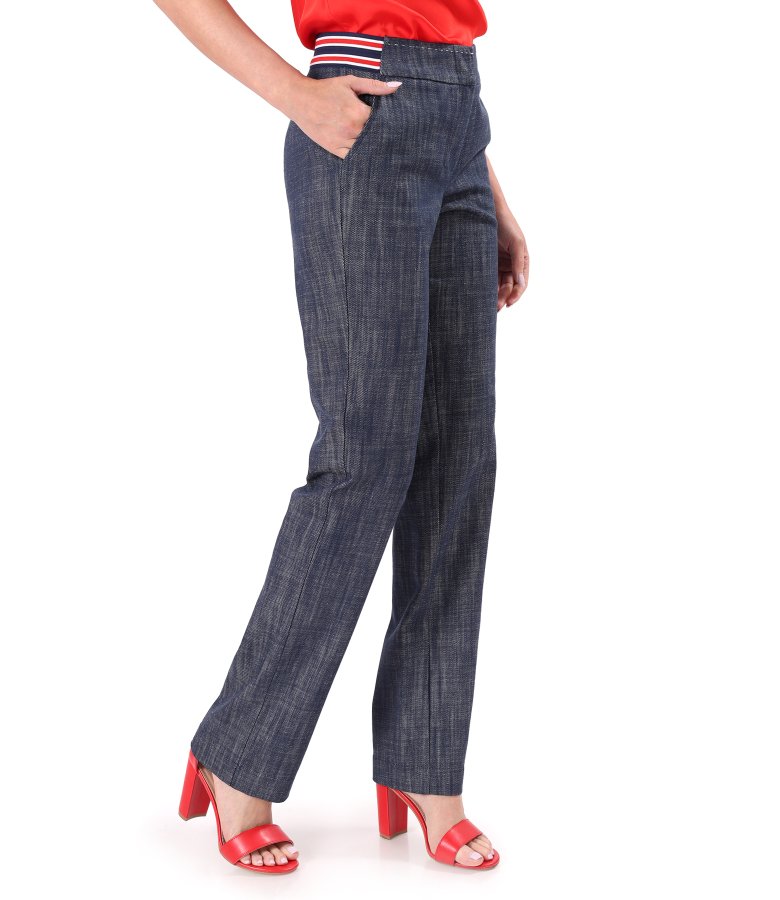Straight-leg cotton denim-style trousers