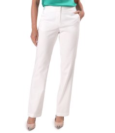 Pantaloni drepti din bumbac elastic cu aspect catifelat