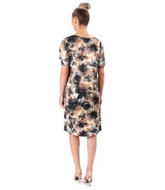 Elegant floral-print satin viscose dress
