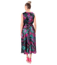 Midi dress in natural silk with paisley print