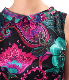 Midi dress in natural silk with paisley print