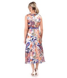 Midi dress in natural silk with paisley print