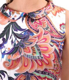 Midi dress in natural silk with paisley print