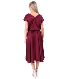 Midi dress in stretch satin with boat neckline