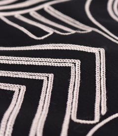 Elegant embroidered viscose dress in Summer Zen Garden