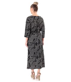 Elegant embroidered viscose dress in Summer Zen Garden
