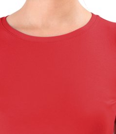 Short-sleeved top in plain stretch jersey