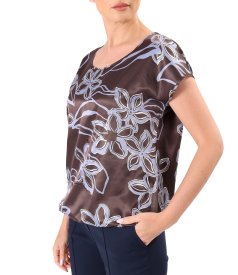 Bluza lejera din satin de viscoza imprimata cu motive florale