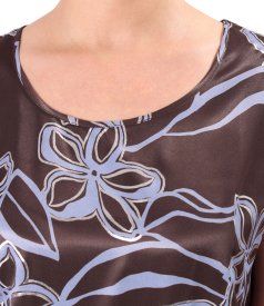 Relaxed-fit satin viscose blouse with floral print