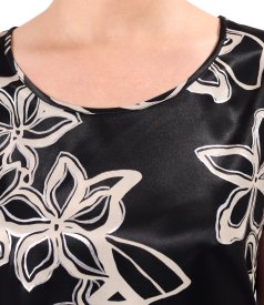 Relaxed-fit satin viscose blouse in floral print