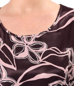 Relaxed-fit satin viscose blouse in floral print