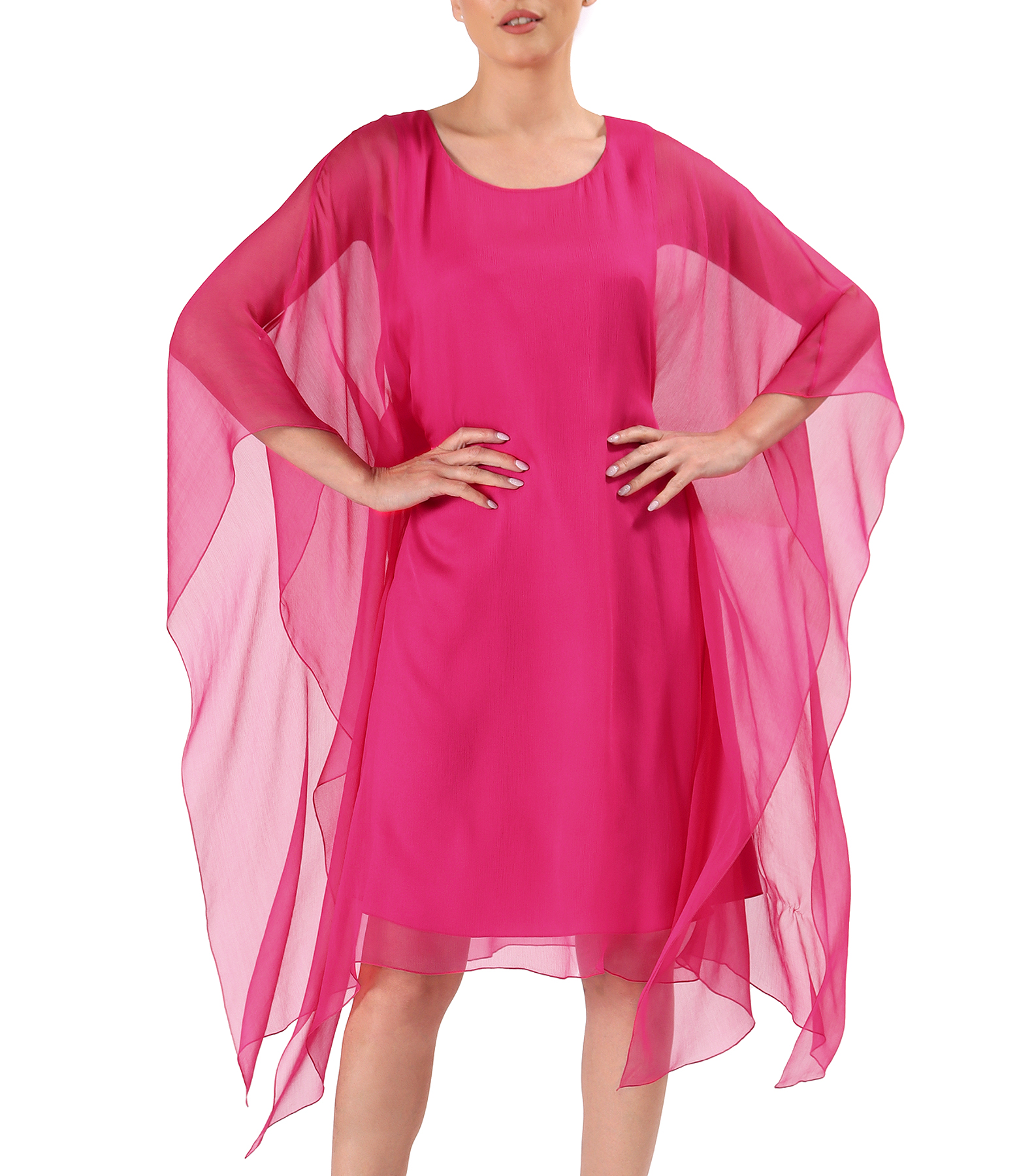 Butterfly dress in natural silk chiffon
