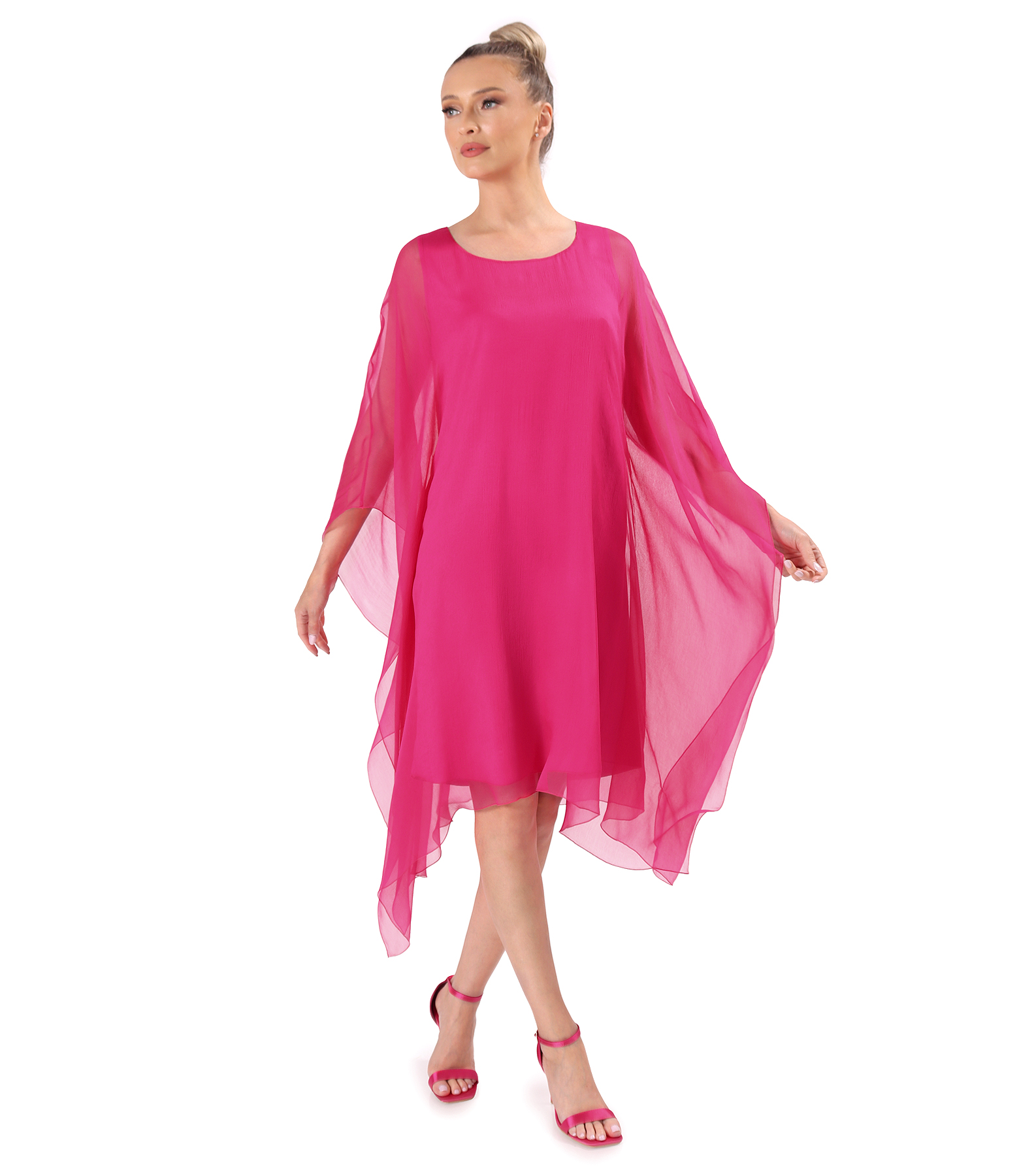 Butterfly dress in natural silk chiffon