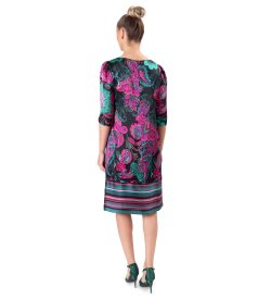 Relaxed-fit dress in natural silk with paisley print