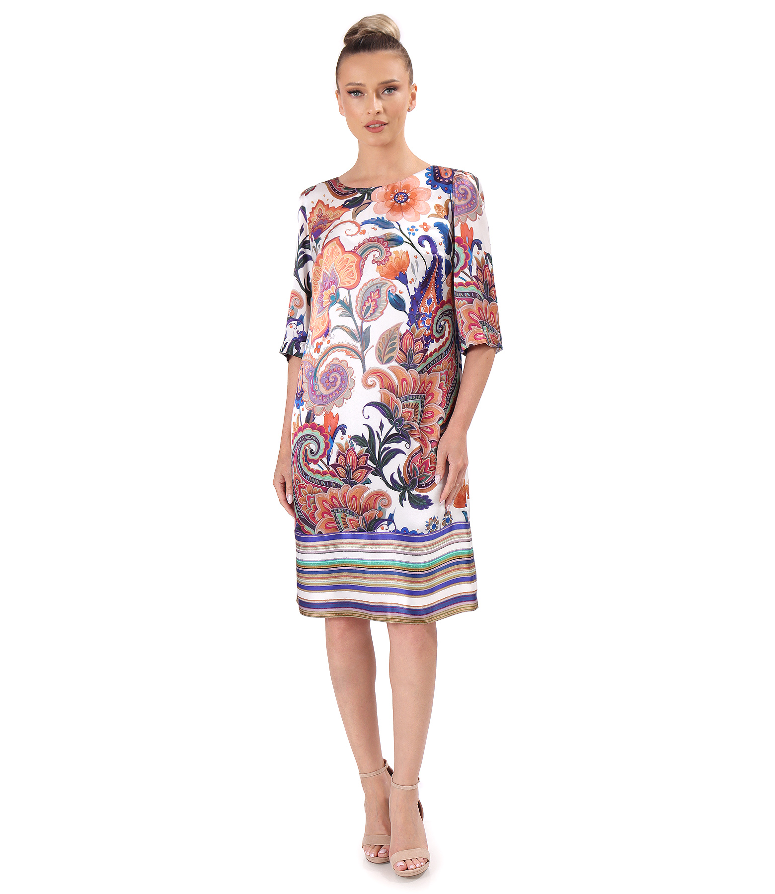 Relaxed-fit silk dress with paisley print