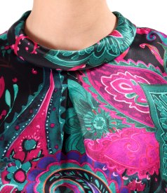 Digital paisley-print silk blouse