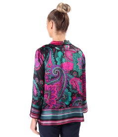 Digital paisley-print silk blouse