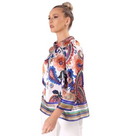 Digital paisley-print silk blouse