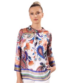 Digital paisley-print silk blouse