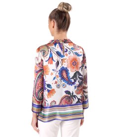 Digital paisley-print silk blouse