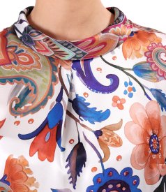 Digital paisley-print silk blouse