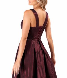Flared matte taffeta dress with strappy corset