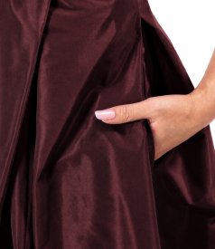 Flared matte taffeta dress with strappy corset