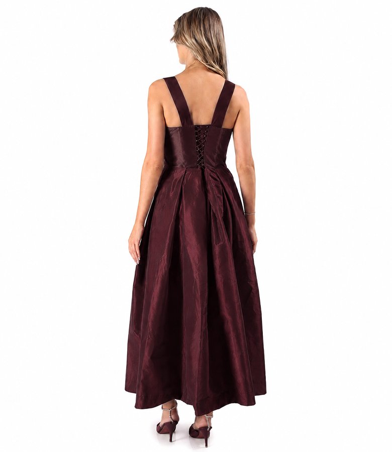 Flared matte taffeta dress with strappy corset