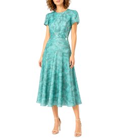 Elegant midi dress in printed viscose