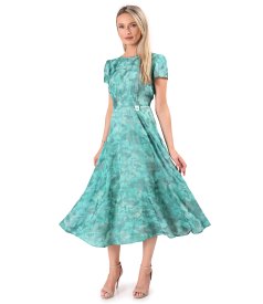 Elegant midi dress in printed viscose