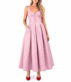 Flared matte taffeta dress with strappy corset