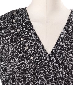 Rochie eleganta din viscoza imprimata cu picouri