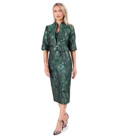 Evening bolero in floral jacquard with metallic yarn