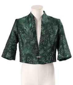 Bolero de ocazie din brocard cu fir metalic si motive florale