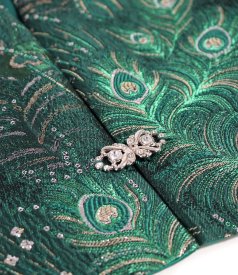 Evening bolero in floral jacquard with metallic yarn