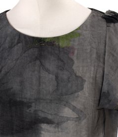 Viscose dress layered with organza
