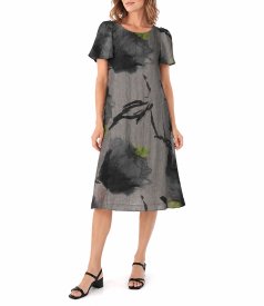 Viscose dress layered with organza